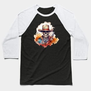 Skull With Guns Baseball T-Shirt